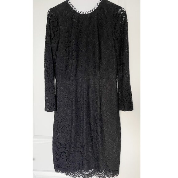 J.Crew Long Sleeve Black Lace Dress - Size 0 - Picture 2 of 3